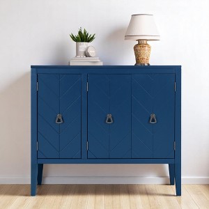 3-Door Storage Sideboard, Cabinet with Adjustable Shelf, Console Table with Retro Metal Handles & 4 Pinewood Legs, MDF Entryway Table for Home - 1 of 4