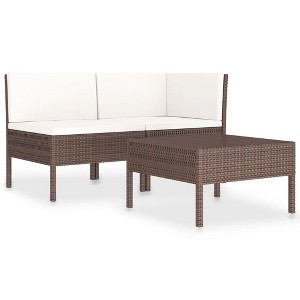 vidaXL Garden Furniture Set Brown PE rattan 3 Piece Set Modular - 1 of 4
