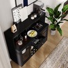 Rustic Modern Home Bar Cabinet with LED Lights & Glass Doors - Coffee & Wine Bar Station for Kitchen, Dining Room, Game Room Furniture - 4 of 4
