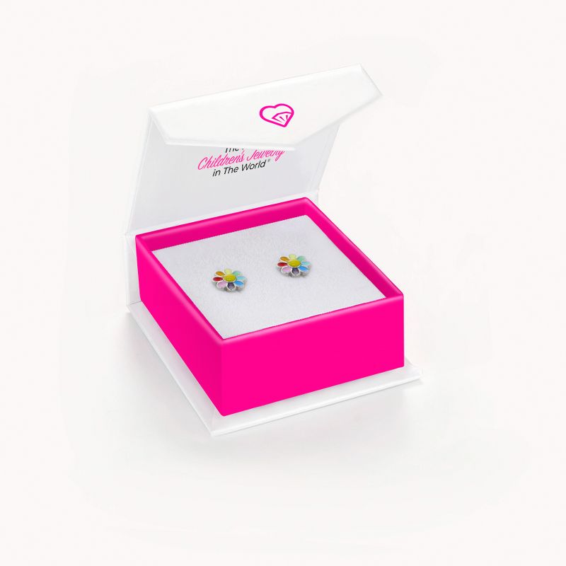 Girls' Rainbow Daisy Standard Sterling Silver Earrings - In Season Jewelry, 6 of 7
