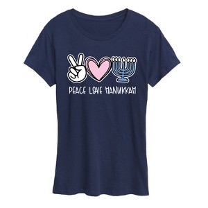Women's - Instant Message - Peace Love Hanukkah Short Sleeve Graphic T-Shirt - 1 of 4