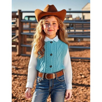 Clearlove Kid Girls Sweater Vest Sleeveless Button Down Knit Cardigan School Uniform Sweater Vest Top