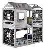 Donco Kids Deer Blind Cabin Twin Over Twin Rustic Grey Bunkbed with Green Camo Tent - 3 of 3