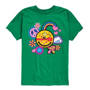 Boys' - Peanuts - Woodstock Peace And Love Flair Short Sleeve Graphic T-Shirt - 1 of 4