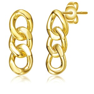 Guili Chic Links 14K Gold Plated Chain Link Drop Earrings, a Modern Statement Piece for a Bold & Sophisticated Look that Complements Any Occasion - 1 of 2