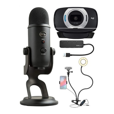 Blue Microphones Yeti Blackout Microphone with Logitech C922 Pro Stream  Webcam