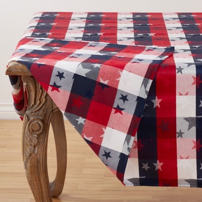 Patriotic Red, White, and Blue Fabric Rectangular Tablecloth