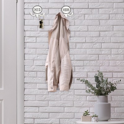 White Cast Iron His and Hers Wall Hooks Set