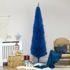 HOMCOM 7 FT Artificial Pencil Christmas Tree, Slim Xmas Tree with 499 Realistic Branch Tips and Plastic Stand, Blue - 2 of 4