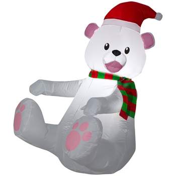 Gemmy Christmas Airblown Inflatable Polar Bear, 3.5 ft Tall, Multicolored