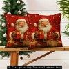 Lomsoe 2pcs Santa Claus & Gift Pattern Pillow Covers, 2D Flat Printing, Zipper Closure, Machine Washable Polyester, for Sofa & Bed, Holiday Home Decor - 3 of 4