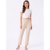 INSPIRE CHIC Women's Pajama Pants Cotton Knit Ribbed Elastic Waist Straight Leg with Pockets Loungewear - 3 of 4
