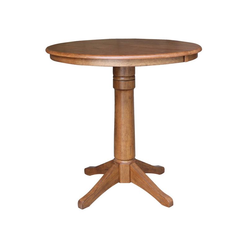 Lillian Round Top Pedestal Table with 12" Drop Leaf Distressed Oak - International Concepts, 1 of 11