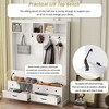 TIRAMISUBEST Elegant Wide Hall Tree with 5 Hooks, Versatile Entryway Lift Top Storage Bench with 2 Drawers, Retro 3-in-1 Coat Rack with Black Handles - 3 of 4