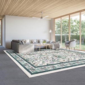 Washable Folding Floral Print Area Rug with Non-Slip Backing for Living Room or Bedroom - 1 of 4