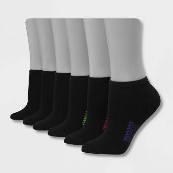 Hanes Performance Women's Extended Size Lightweight Textured Arch 6pk No Show Athletic Socks 8-12