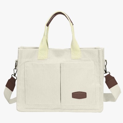 Hynes Eagle Travel Corduroy Tote Bag-Beige