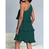 Women's Asymmetrical One-Shoulder Dress - Tiered Chiffon Midi Dress with Flowy Silhouette - 4 of 4