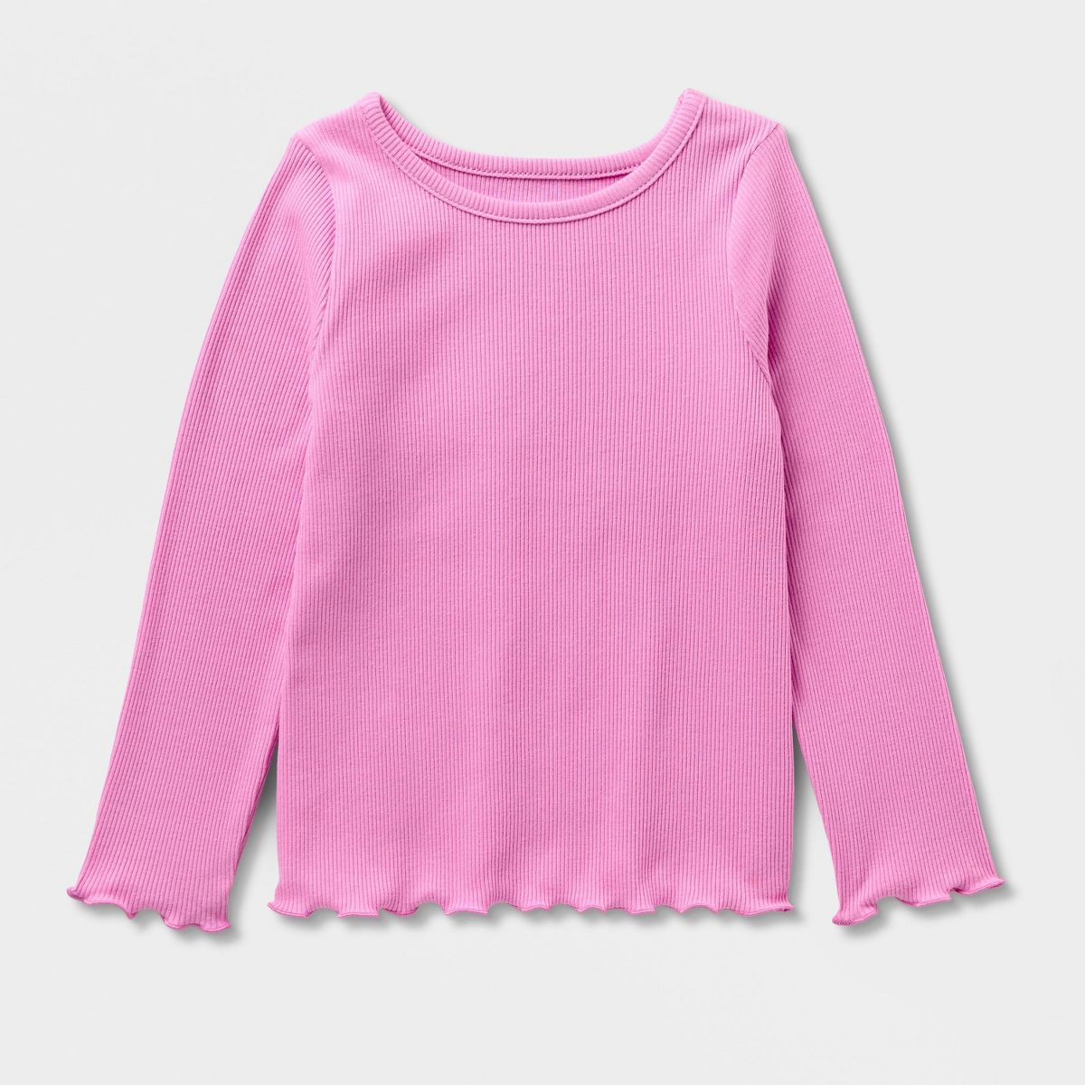 Baby and Toddler Girls' Solid Ribbed Scallop Hem Long Sleeve T-Shirt - Cat & Jack™ - thumbnail 8