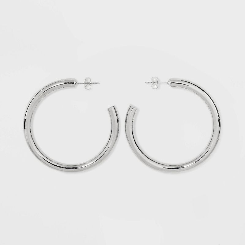 Tubular Hoop Earrings - A New Day&#8482; Silver, 1 of 5