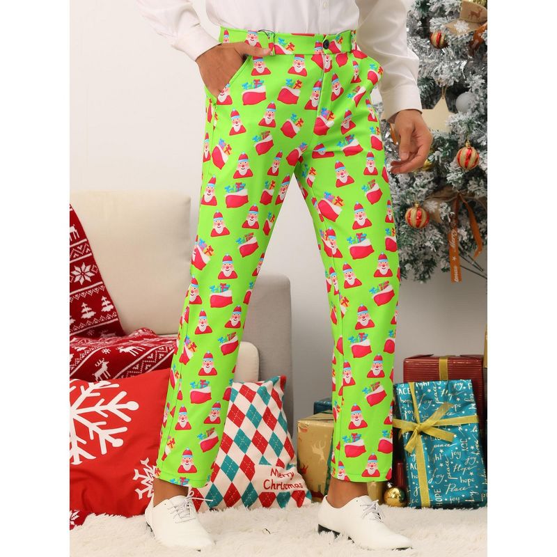 Lars Amadeus Men's Flat Front Funny Party Cosplay Costume Christmas Printed Pants, 2 of 6