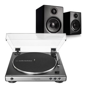 Audioengine A2+ Wireless Speaker System (Black) with Audio-Technica AT-LP60X-GM Fully Automatic Belt-Drive Stereo Turntable (Gunmetal/Black) - 1 of 4