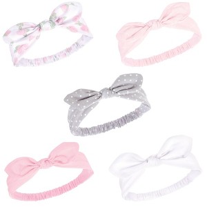 Hudson Baby Infant Girl Headbands 5pk, Pink Rose, 0-24 Months - 1 of 4