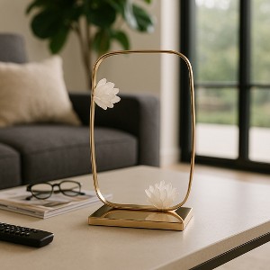 Decorative Metal Statue with Stone Detailing for Home Decor - Elegant Ornaments Perfect for Office Styling, Shelf, and Office Decor - 1 of 4