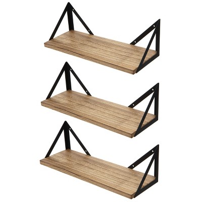 Floating Shelves, Rustic Wood Shelves, 3 Sets of Wall Mounted Shelf for Bathroom Decor, Bedroom, Living Room and Plants