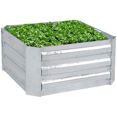 24" Square Galvanized Steel Raised Garden Bed in Silver