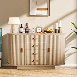 47" Kitchen Modern Fluted Sideboard Buffet Cabinet with Storage, Coffee Bar with Doors - 1 of 4
