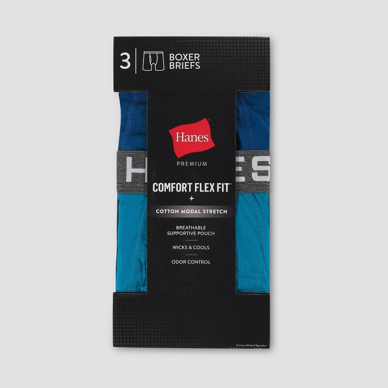 Hanes Premium Men's Comfort Flex Fit Boxer Briefs 3pk - Blue, 3 of 5
