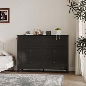 6-Drawer Dresser TV Stand for 48" TVs, Modern Wood Chest for Bedroom, Living Room & Hallway - 1 of 4