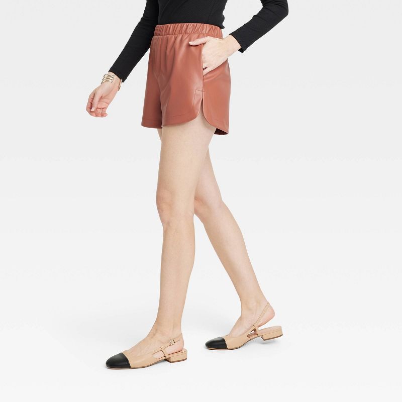 Women's High-Rise Faux Leather Shorts - A New Day™, 1 of 5