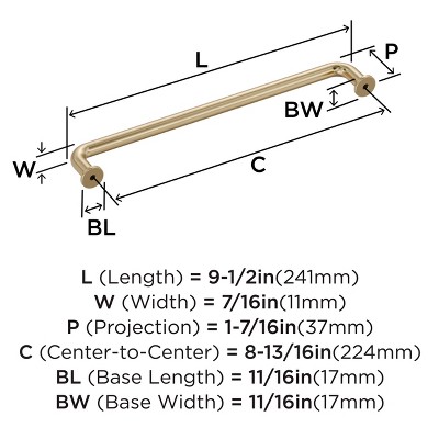 Golden Champagne 8-13/16 inch Modern Cabinet Pull