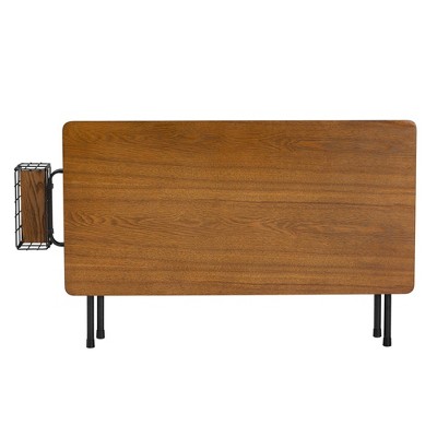 Mariela Natural Brown and Black Rectangular Coffee Table with Basket