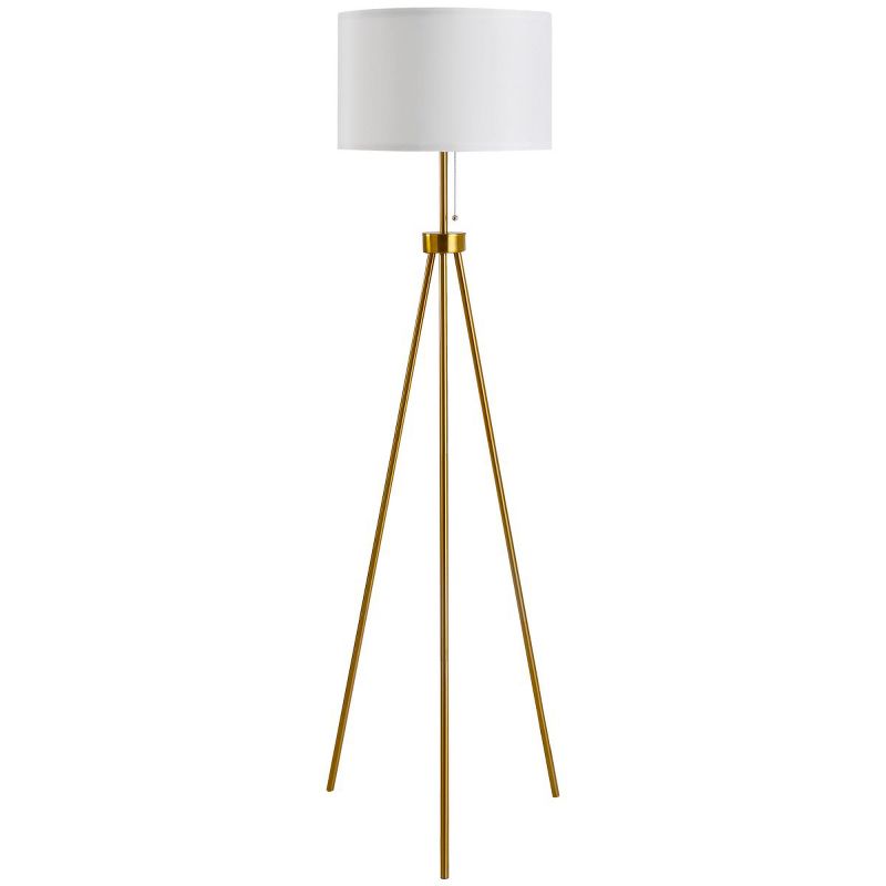 59.75" Gold Floor Lamps For Living Room Steel Tripod Floor Lamp Floor Lamps With White Fabric Shade 14.5 Mid-Century Modern-The Pop Home, 5 of 8