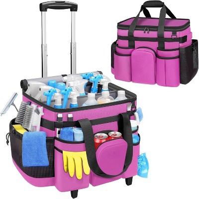 Extra Large Rolling Cleaning Caddy with Wheels, Water Resistant Cleaning Supplies Organizer with Detachable Trolley for Kitchen
