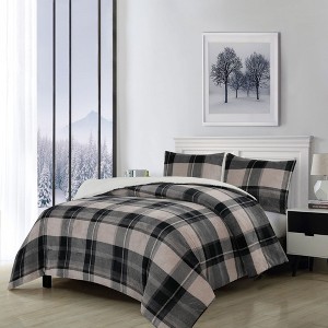 Swift Home | Reversible Flannel & Faux Shearling 3-Piece Down Alternative Comforter Set - 1 of 4