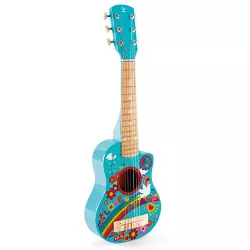 Hape E0600 Flower Power 60s Themed Toddler & Kids Wooden Toy Guitar Musical Instrument for Beginners Ages 3 and Up, Turquoise