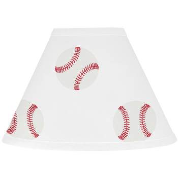 Sweet Jojo Designs Boy Empire Lamp Shade 4in.x7in.x10in. Baseball Patch Red and White