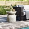 LuxenHome Outdoor Side Table, 16" Concrete End Tables for Patio,Off White and Gray Weathered Round Table,Accent Table for Indoor Outdoor Off-White - 3 of 4