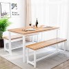 Hooseng 3-Piece Dining Table Set for 4, 43'' Dining Room Table Set with 2 Benches, Space-Saving Dinette Table for Kitchen, Dining Room - 3 of 4