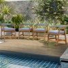 Costway 5 Piece Patio Dining Set Outdoor Solid Wood Furniture with Rattan Backrest - 4 of 4