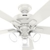 Hunter 52" Crestfield Lighted Ceiling Fan Fresh White Finish with Integrated LED and Handheld Control, Wet Rated for Large Rooms - 3 of 4