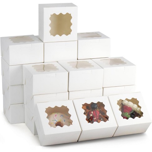 40PCS 20in x 7in x 4in store White Box With Clear Window Wholesale For Desserts, Bakery Box