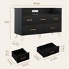 Coolmee Tall Wood Dresser with 5 Drawers, Charging Station & LED Lights, Modern Vertical Chest of Drawers, Wooden Storage Organizer Nightstand - 2 of 4