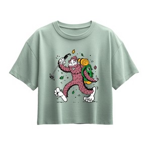 Girls' - Instant Message - Sasquatch Hike Short Sleeve Boxy Graphic T-Shirt - 1 of 3