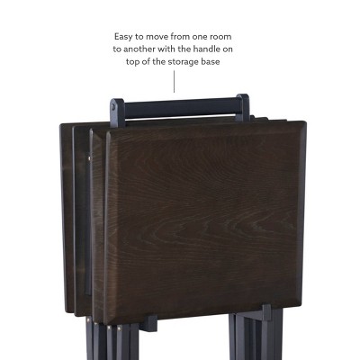 Marlowe Classic Gray Washed Oak Veneer Tray Table Set