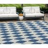 Navy Blue And Ivory Geometric Washable Indoor Outdoor Area Rug - 2 of 4